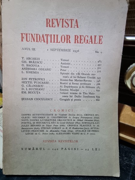 Revista Fundatiilor Regale - Anul III 1 Septembrie 1936 Nr. 9