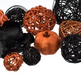 Set Sfere Decorative, 10 Bucăți, Multicolor, Dovleac, Floare Neagră, Dimensiuni Diametru 4-10cm, Oem