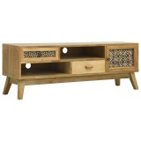 vidaXL Comodă TV cu model sculptat, maro, 120 x 30 x 42 cm, lemn