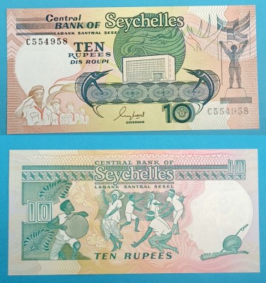 Seychelles 10 Rupees 1989 &amp;#039;Pioneri&amp;#039; UNC serie: C554958 p32 foto