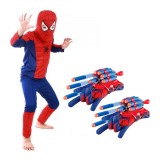 Cumpara ieftin Set costum Spiderman KidMania&reg; cu doua manusi lansator cu ventuze din burete pentru copii 5-7 ani 110 - 120 cm
