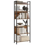 VASAGLE Biblioteca cu 6 rafturi, stil industrial, cadru metalic si PAL, 128x24x187 cm, maro rustic Household NewTrend