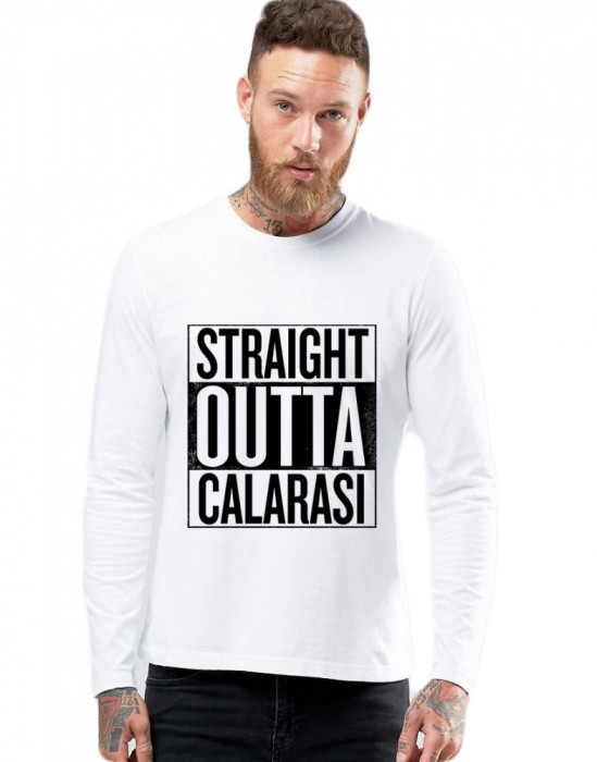 Bluza barbati alba - Straight Outta Calarasi - L