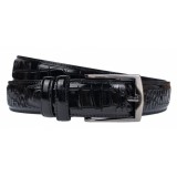 Curea barbati, eleganta, pentru costum, din piele naturala, Negru, 3.4cm - CK64N, ALPE LEATHER