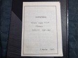 Program Finala Cupei RSR handbal 1983