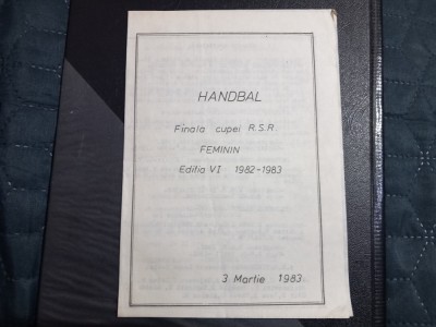 Program Finala Cupei RSR handbal 1983 foto