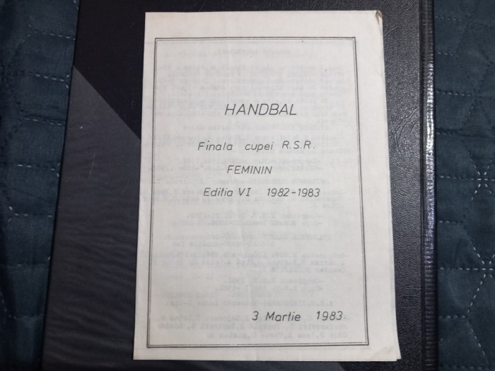 Program Finala Cupei RSR handbal 1983
