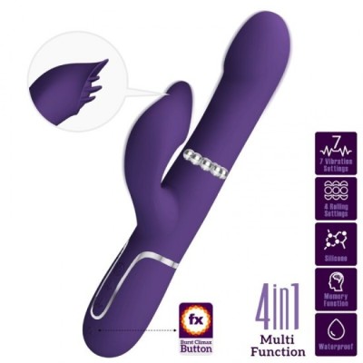 PRETTY LOVE - ZALIN RABBIT VIBRATOR PEARLS 4 IN 1 PURPLE foto