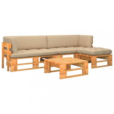 vidaXL Set mobilier paleți, 4 piese, maro miere, lemn de pin tratat 3066808 foto