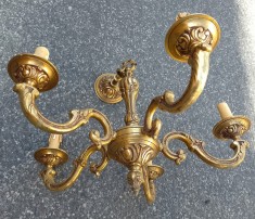 Spectaculos candelabru antic din bronz masiv in stilul francez Louis cu 5 bra?e foto