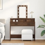 VidaXL Masă de toaletă cu LED, stejar maro, 100x41x140 cm