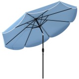Outsunny Umbrelă Terasă Exterioară &Oslash;2,7 m Umbrelă cu &Icirc;nclinare Reglabilă 3 Poziții Manivelă și Volan Albastru Deschis | Aosom Romania