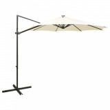 Umbrela suspendata cu stalp si LED-uri, nisipiu, 300 cm GartenMobel Dekor, vidaXL