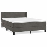 Cumpara ieftin Pat box spring cu saltea, gri inchis, 140x200 cm, catifea