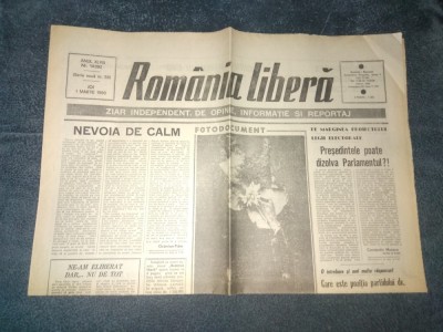 ZIARUL ROMANIA LIBERA 1 MARTIE 1990 foto