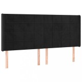 Cumpara ieftin Tablie de pat cu aripioare, negru, 163x16x118/128 cm, catifea