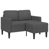 Canapea cu 2 locuri cu șezlong &icirc;n formă L gri &icirc;nchis 125 cm in