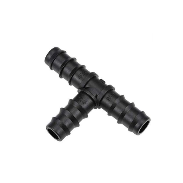 Teu tub picurare 16 mm , conector insert in T, pentru ramificatii irigatii, push-fit cu striatii