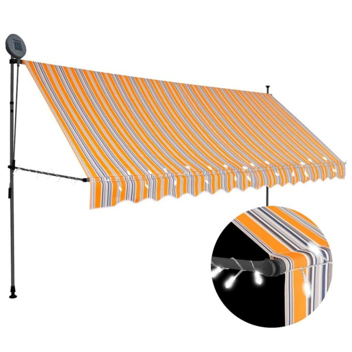 vidaXL Copertină retractabilă manual cu LED, galben &amp; albastru, 350 cm 145853
