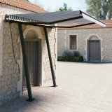 VidaXL Copertină retractabilă manual cu st&acirc;lpi, albastru&amp;alb 3,5x2,5 m
