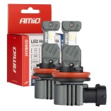 Set becuri LED auto AMiO HYBRID H8/H9/H11/H16 6000K CANBUS 60W