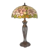 Lampa mare Tiffany din bronz cu flori roz TA-135