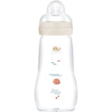 MAM Feel Good Glass Baby Bottle biberon anticolici, din sticlă 2m+ Beige 260 ml