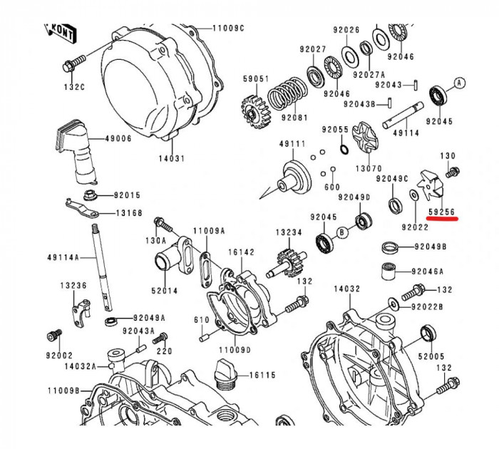 MBS Paleta pompa apa Kawasaki KX 125/250 88-90, KDX 200 89-94, Cod Produs: 592561067KA