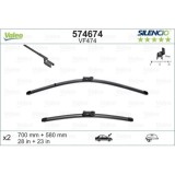 Set lamele stergator 700+580mm/28+23in Opel Meriva B 06.2010-01.2014; fata, stanga + dreapta, adaptor OE Valeo, cu spoiler, Valeo Silencio