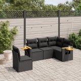 Cumpara ieftin Gossi set mobilier de gradina cu perne, 5 piese, negru, poliratan