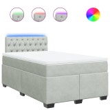Cumpara ieftin Pat box spring cu saltea, gri deschis, 120x190 cm, catifea