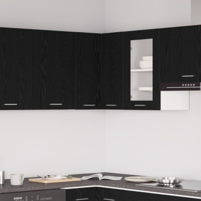 Dulap coltar suspendat Gossi - stejar negru - 57x57x60 cm - fabricat din lemn prelucrat foto