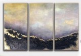 Set Tablou Ulei Peisaj Amurg Abstract 150x100 cm Pictat Manual, Tablou Decorativ Living, Foita Aur, Texturat, Semnat