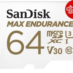 Card de memorie Sandisk MAX Endurance microSDXC, 64GB, Clasa 10, UHS-I U3 + Adaptor SD