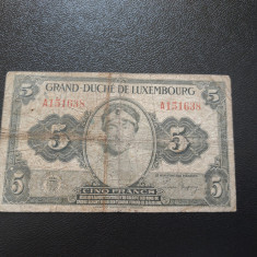 Bancnota 5 francs Luxemburg