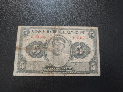 Bancnota 5 francs Luxemburg foto