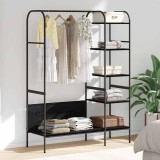 Suport pentru Haine cu Rafturi Stejar Negru 120x44x160 cm Lemn Ingineresc