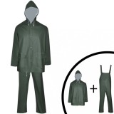 Costum de ploaie impermeabil cu glugă, mărime XXL verde 2 piese
