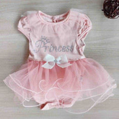 Body bebelusi maneca scurta cu tiul roz princess bumbac 0-9 luni