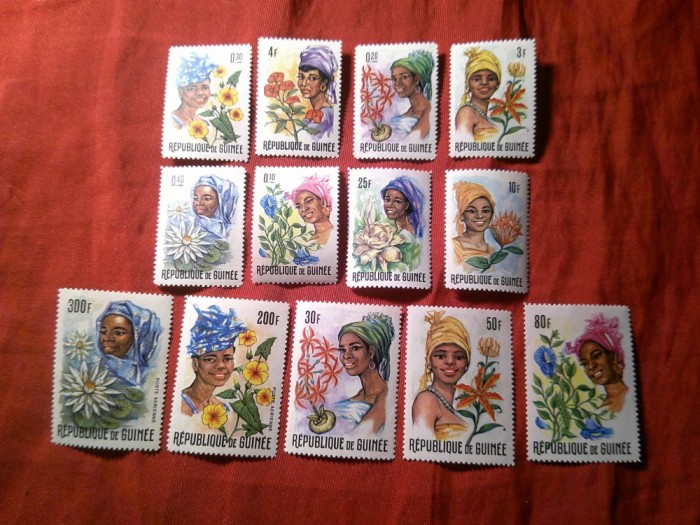 Serie Guinea 1966 - Flori si Femei , 13 valori