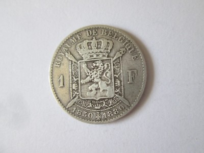 Belgia 1 Franc 1930-1880 argint moneda comemorativa:A 50-a aniversare a independentei Belgiei,in stare buna cu patina deosebita,D=23 mm,G=4,87 gr foto