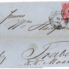 Germany NDP 1869 Postal History Rare Cover Mi.16 HAMBURG to TRABEN DB.406