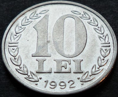 Moneda 10 LEI - ROMANIA, anul 1992 * cod 4519 = excelenta! foto