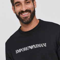 Emporio Armani bluza barbati, culoarea negru, cu imprimeu