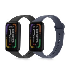 Set 2 Curele pentru Xiaomi Redmi Smart Band Pro, Kwmobile, Negru/Albastru, Silicon, 57425.01