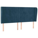 Cumpara ieftin Tablie pat cu urechi albastru inchis 163x23x118/128 cm catifea