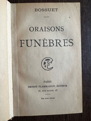 Oraisons Funebres - Bossuet foto