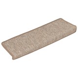 Cumpara ieftin Covorase pentru scari, 15 buc., 65x21x4 cm, maro deschis, cu margini dreptunghiulare