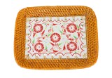 CENTRU DE MASA DECORATIV DIN CERAMICĂ SMĂLȚUITĂ ȘI &Icirc;MPLETITURĂ DIN FIBRE VEGETALE