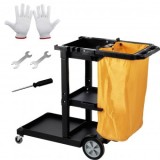 Carucior cu 3 rafturi si sac, 120 x 51 x 98 cm, 4 roti, max 100 kg